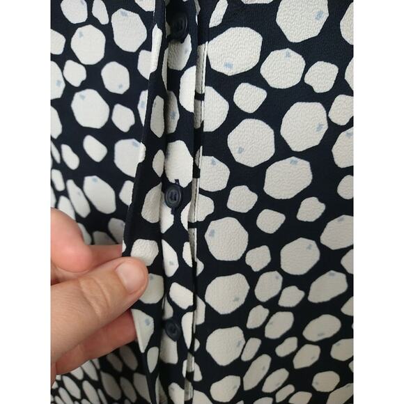 Lane Bryant Woman 18 Blouse Black White Blue V Neck Button Front Office Wear - Picture 6 of 11